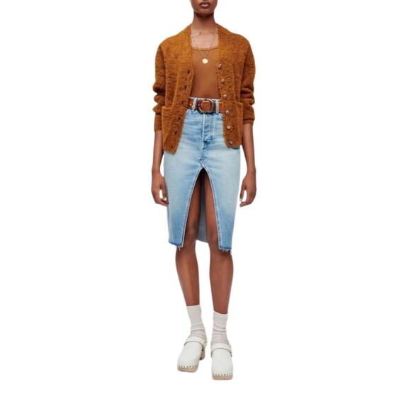 RE/DONE Midi Denim Skirt Coastal Granddaughter Summer Organic Cotton NWOT 25 0/2 - Picture 2 of 10